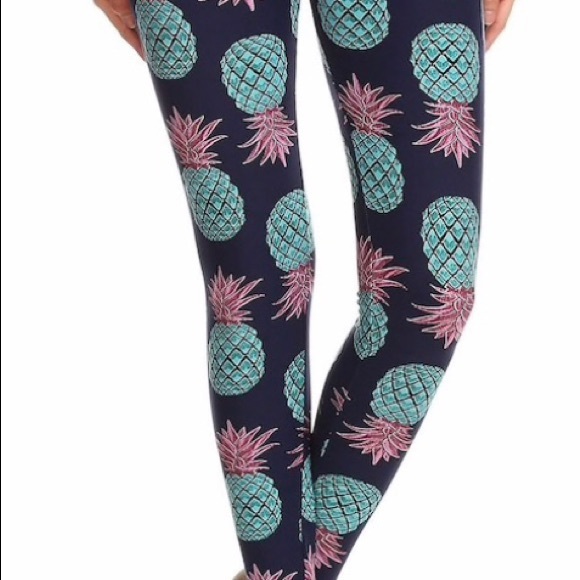 Buttery Soft Teal Pineapple Leggings - Picture 3 of 3